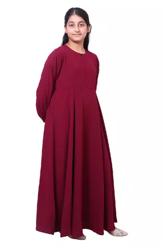 Kids umbrella cut abaya- maroon