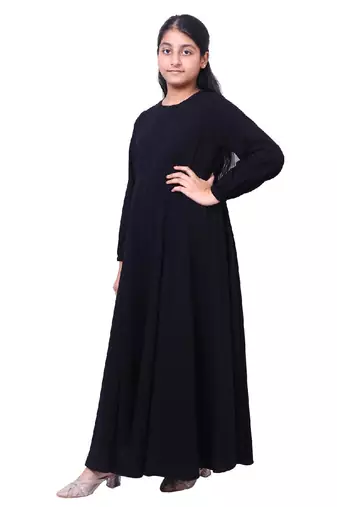 Kids umbrella cut abaya- black