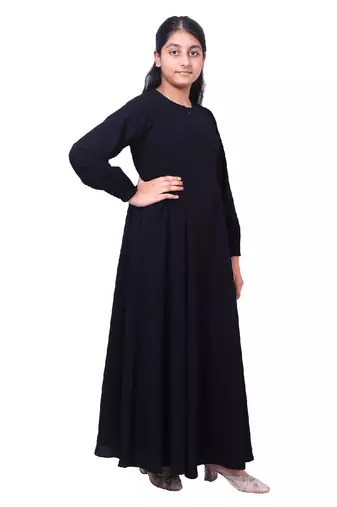 Kids umbrella cut abaya- black