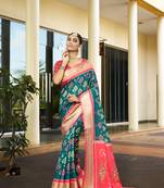 Rama trendy crepe saree with woven zari patta and designer print work