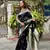 Black wevon jacquard jari banarasi silk blend festive ceremonial saree