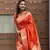 Orange wevon jacquard jari faux banarasi silk blend festive ceremonial saree