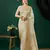 Cream nylon banarasi wevon jacquard ethnic indian traditional look saree