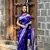 Royal blue wevon jacquard jari banarasi silk blend festive ceremonial saree
