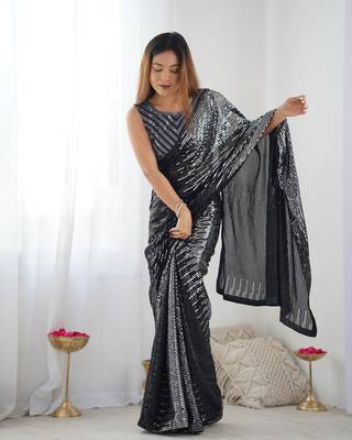 Black looks georgette c saree party looks 1