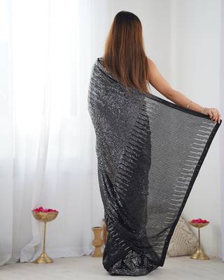 Black looks georgette c saree party looks 2