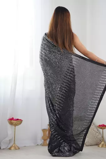 Black looks georgette c saree party looks