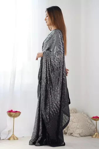 Black looks georgette c saree party looks