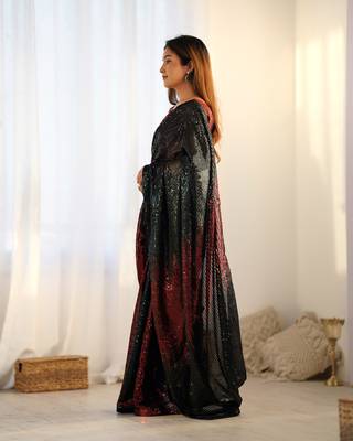 Black looks georgette c saree party looks 3