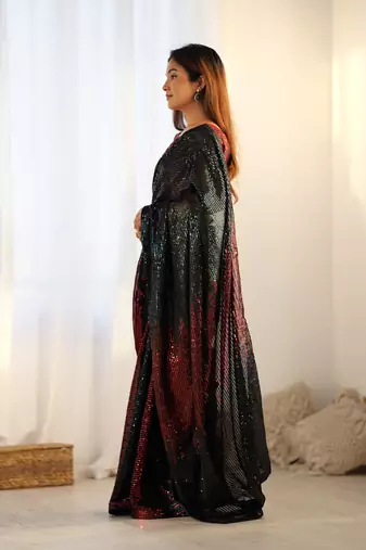 Black looks georgette c saree party looks