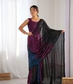 Black designer bollywood looks georgette c saree for party looks
