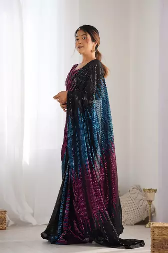 Black looks georgette c saree party looks