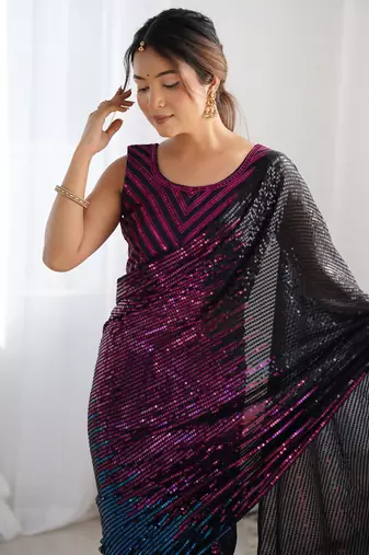 Black looks georgette c saree party looks