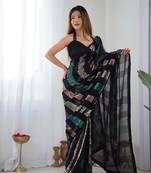 Black glamorous georgette c sequins work bollywood looks saree