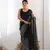 Black georgette sequance embroidery work bollywood style partywear saree