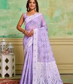 Lavender cotton c wevon ethnic festive wear saree