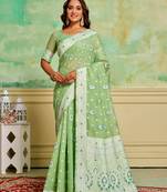Pista cotton c wevon ethnic festive wear saree