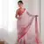 Pink chinon c digital printed saree with mirror cut work