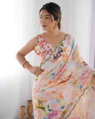 Multy chinon c digital printed saree with mirror cut work 3