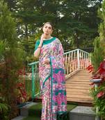 Rama tussar silk blend kalamkari printed traditional ethnic indian saree