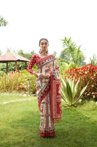 Maroon tussar silk blend c designer patola printed ethnic traditional saree