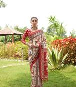 Maroon tussar silk blend c designer patola printed ethnic traditional saree