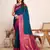 Blue heavy wevon jacquard silk blend saree for traditonal looks