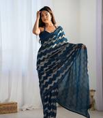 Petrol georgette c glamorous bollywood party sequins saree