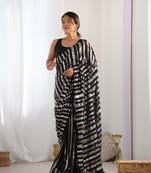 Black georgette c glamorous bollywood party sequins saree