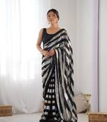 Black georgette c sequins work ceremonial saree