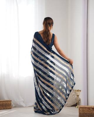 Petrol georgette c sequins work ceremonial saree 2