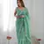 Sea green gold twill net c fancy partywear embroidered saree