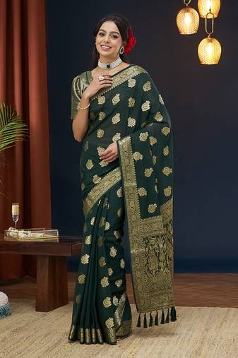 Green georgette c designer zari woven saree for partywear looks