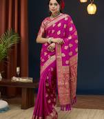 Pink georgette c zari woven saree for partywear looks