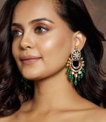 Classic green & golden polki earrings