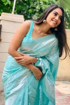 Sky Blue Art Silk Sarees Woven  Saree With Unstitched Blouse 1