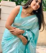 Sky Blue Art Silk Sarees Woven  Saree With Unstitched Blouse