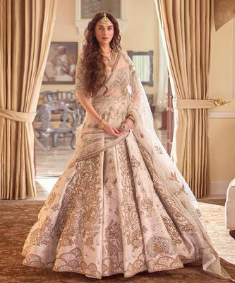 The Aurum Ekru Tree of Life Lehenga 1