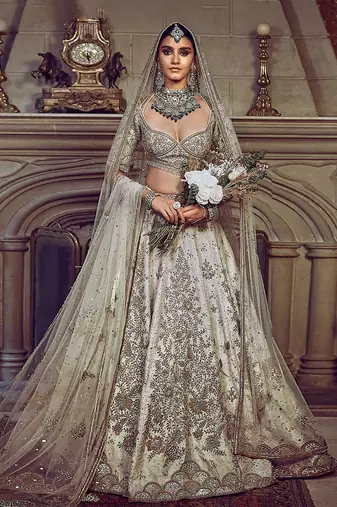 The Aurum Ekru Tree of Life Lehenga