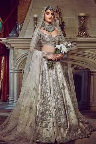 The Aurum Ekru Tree of Life Lehenga