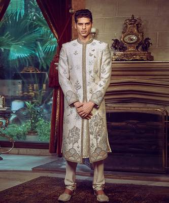 The aurum ekru tree of life sherwani 1