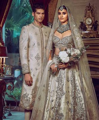 The aurum ekru tree of life sherwani 2