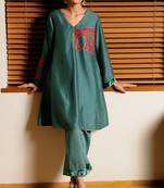 Duck green raw silk co-ord set