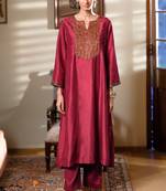 Maroon raw silk co-ord set