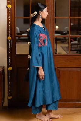 Blue raw silk co-ord set 2