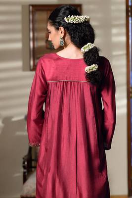 Maroon raw silk co-ord set 2