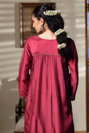 Maroon raw silk co-ord set
