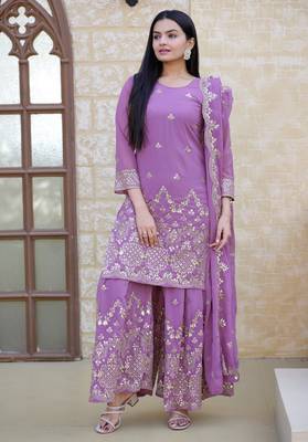 RED SILK EMBROIDERY WORK PARTY WEAR SALWAR SUITS 4