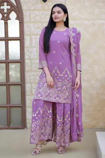 RED SILK EMBROIDERY WORK PARTY WEAR SALWAR SUITS