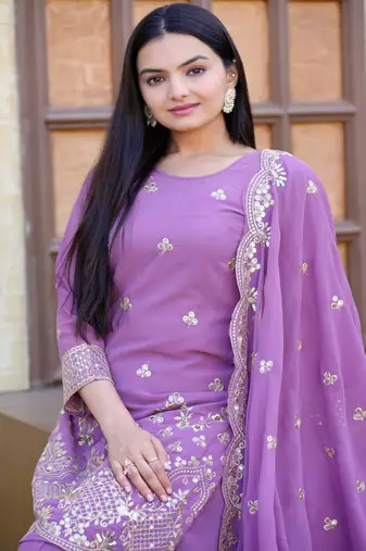 RED SILK EMBROIDERY WORK PARTY WEAR SALWAR SUITS